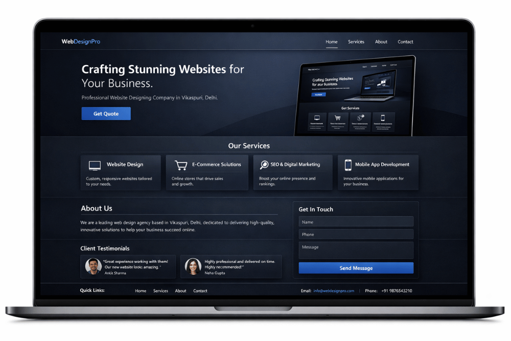 Professional website designing company in Vikaspuri creating modern business websites for local businesses