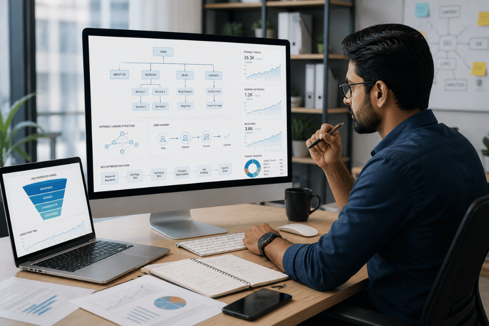 Website structure improving SEO and lead generation for business growth